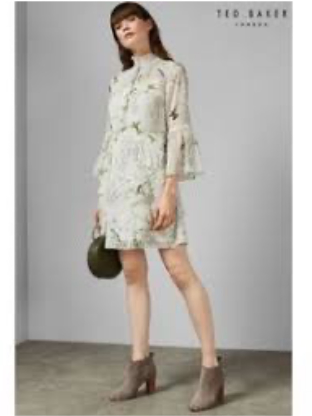 Ted Baker Andrey White Floral Fortune Layered Ruffle Dress size 6